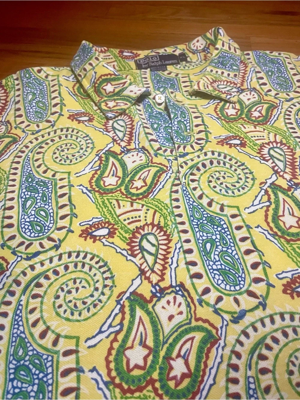 Rare Polo by Ralph Lauren Yellow Paisley Short-Sleeve button up shirt.